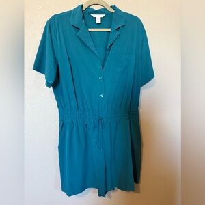 Athleta Teal Short Sleeve Jumpsuit